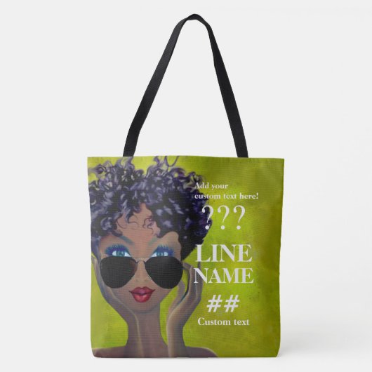 Aangepaste groene zwarte Sorority Art Tote Bag (Voorkant)