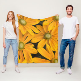 Aangepaste groep van zonnebloem afbeelding in geel fleece deken
