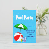 Aangepaste groepsfeest- en zwemthema-uitnodigingen kaart (Staand voorkant)