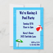 Aangepaste groepsfeest- en zwemthema-uitnodigingen kaart (Achterkant)