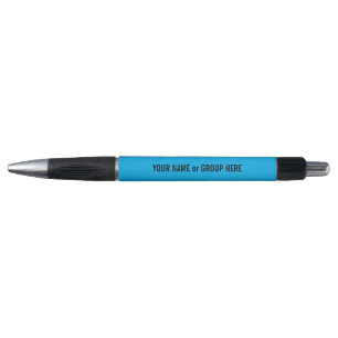 Aangepaste groepsnaam en promotionele tekst blauw pen