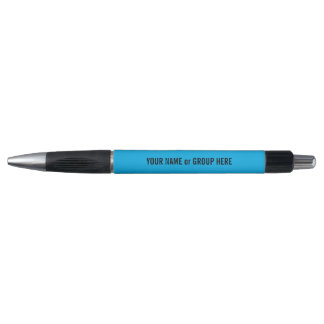 Aangepaste groepsnaam en promotionele tekst blauw pen