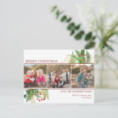 Aangepaste groet 3 Foto Merry Kerstfeestdag Feestdagenkaart (Staand voorkant)