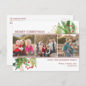 Aangepaste groet 3 Foto Merry Kerstfeestdag Feestdagenkaart (Voorkant / Achterkant)