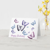 Aangepaste groet Happy Birthday Butterfly Kaart (Gele Bloem)