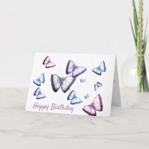 Aangepaste groet Happy Birthday Butterfly Kaart