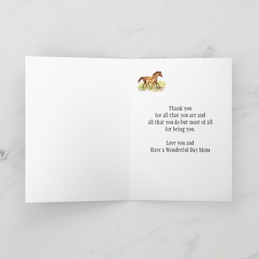 Aangepaste groet, Moederdag, paarden, slachtdieren Kaart (Binnen)