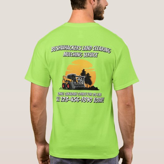 Aangepaste grondopruimingsmulchingsdienst voor sch t-shirt (Achterkant)