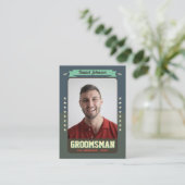 Aangepaste Groomsman Trading Kaarten, Fun Best Man Contactkaartje (Staand voorkant)