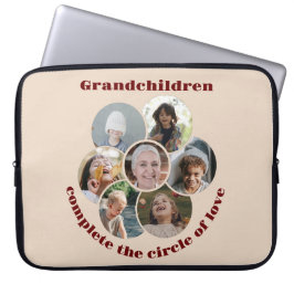 Aangepaste Grootmoeder / kinderen 7 Cirkel Fotocol Laptop Sleeve