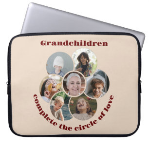Aangepaste Grootmoeder / kinderen 7 Cirkel Fotocol Laptop Sleeve