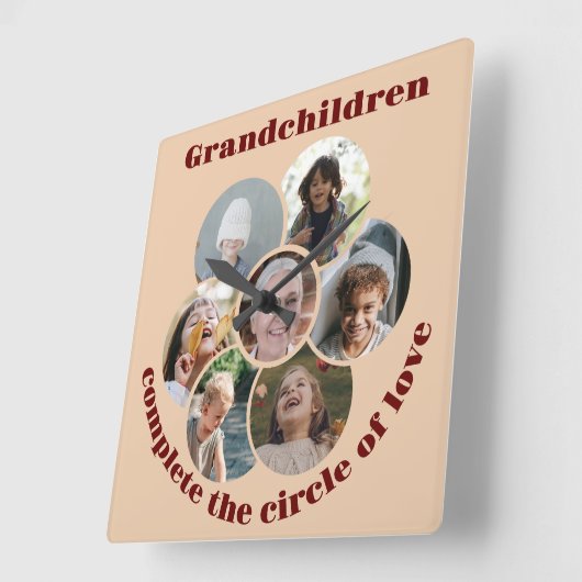 Aangepaste Grootmoeder / kinderen 7 Cirkel Fotocol Vierkante Klok (Hoek)
