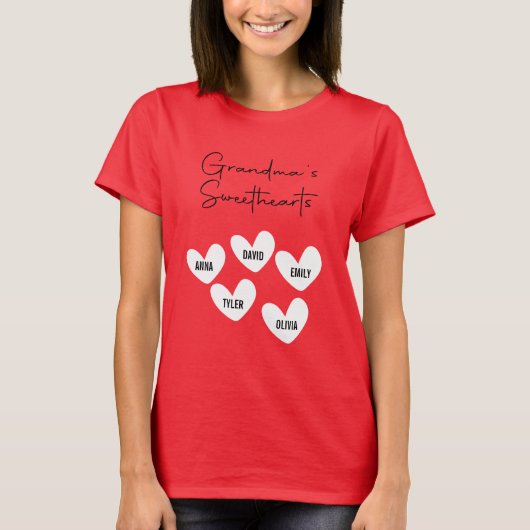 Aangepaste grootmoeder met grootkinderen naam t-shirt (Voorkant)