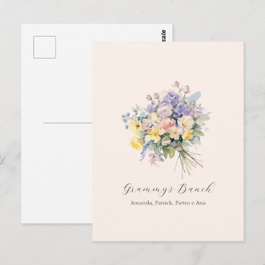 Aangepaste Grootmoeders Boeket Bloem Kleinkinderen Briefkaart (Voorkant / Achterkant)