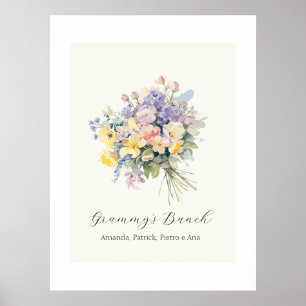 Aangepaste Grootmoeders Boeket Bloem Kleinkinderen Poster