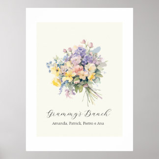 Aangepaste Grootmoeders Boeket Bloem Kleinkinderen Poster