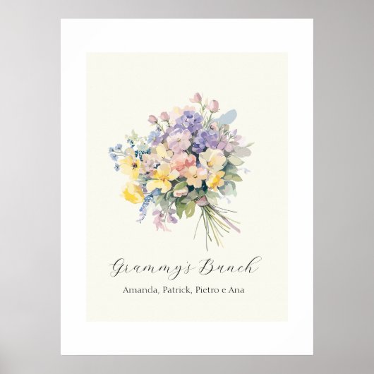 Aangepaste Grootmoeders Boeket Bloem Kleinkinderen Poster (Voorkant)