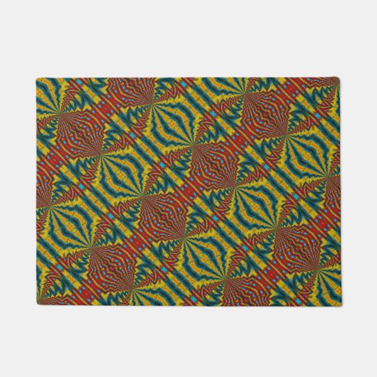 Aangepaste grootte Rood Blauw Geel Moderne Tribal  Deurmat (Voorkant)