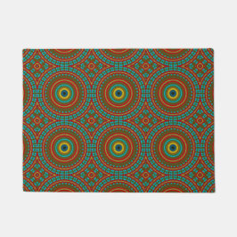 Aangepaste grootte Turquoise en Rode Tribal Kat Bo Deurmat