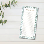 Aangepaste grootwinkellijst magnetisch notitieblok<br><div class="desc">Dit moderne boodschappenlijstje magnetisch notitieblok heeft pagina's en een elegant eucalyptusgroen patroon in blauwgroen,  groen en wit. Het kan gepersonaliseerd worden met een naam die gegeven moet worden als een cadeau voor het huishouden. Gebruik het als boodschappenlijstje of boodschappenlijstje om gemakkelijk op de deur van de koelkast te hangen.</div>