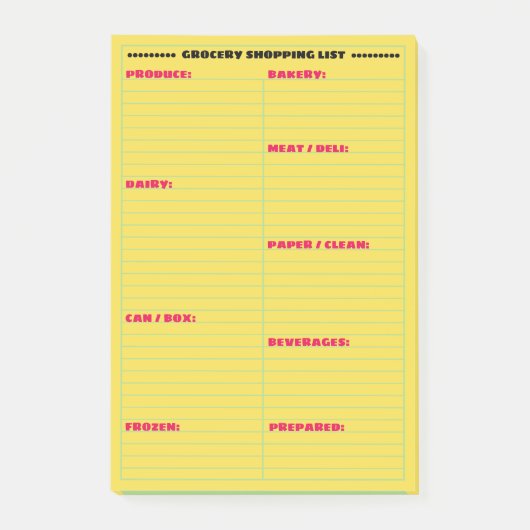Aangepaste grootwinkellijst post-it® notes (Voorkant)