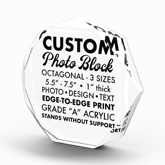 Aangepaste grote achthoekige foto papiergewicht (Rechts)