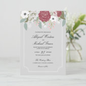 Aangepaste Grote Bloemen -Bourgogne- Huwelijksuitn Kaart (Staand voorkant)