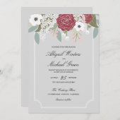 Aangepaste Grote Bloemen -Bourgogne- Huwelijksuitn Kaart (Voorkant / Achterkant)