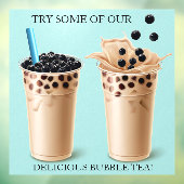 Aangepaste grote Boba Bubble Tea Donut Winkel  Raamsticker (Vel 3)