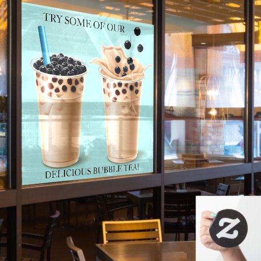 Aangepaste grote Boba Bubble Tea Donut Winkel  Raamsticker (Restaurant Raam)