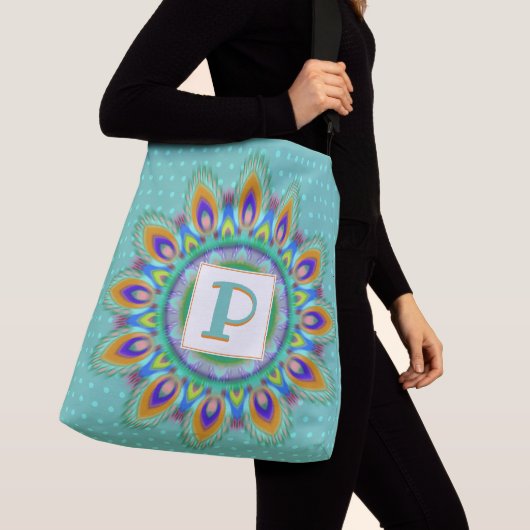 Aangepaste grote cross body canvas tas psychedelis (Dichtbij)