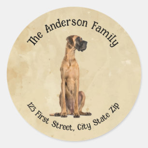 Aangepaste grote dane Dog Pet Animal Art Ronde Sticker