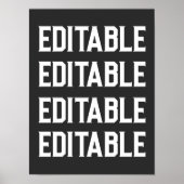 Aangepaste Grote Font Tekst Personaliseer Zwarte M Poster (Voorkant)