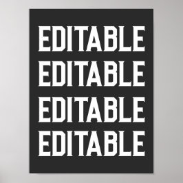 Aangepaste Grote Font Tekst Personaliseer Zwarte M Poster