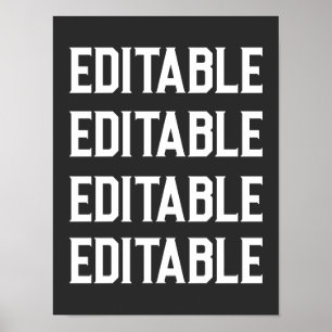 Aangepaste Grote Font Tekst Personaliseer Zwarte M Poster