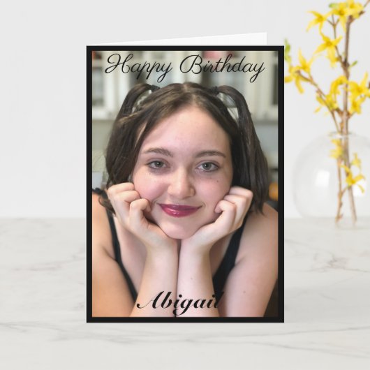 Aangepaste grote foto-dochter Birthday Kaart (Gele Bloem)