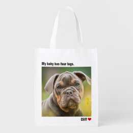 Aangepaste Grote Foto Gepersonaliseerde Hond, Herb Boodschappentas