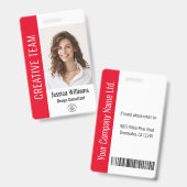 Aangepaste grote foto van werknemer, streepjescode badge (Voor- en achterkant)