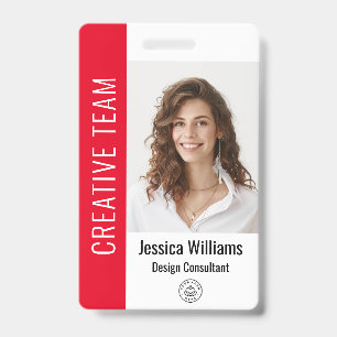 Aangepaste grote foto van werknemer, streepjescode badge