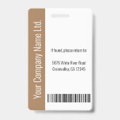 Aangepaste grote foto van werknemer, streepjescode badge (Achterkant)