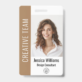 Aangepaste grote foto van werknemer, streepjescode badge