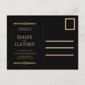 Aangepaste Grote Gatsby 1920s Sparen het Briefkaar Aankondigingskaart (Achterkant)