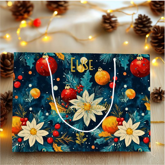 Aangepaste Grote Gift Bag met Blauwe Feestelijke B Groot Cadeauzakje