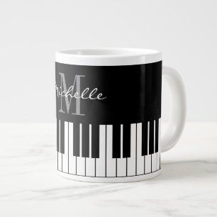 Aangepaste grote jumbomok voor monogram voor piano grote koffiekop