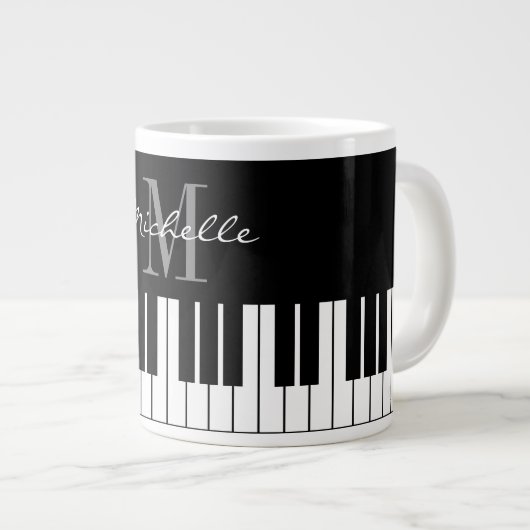 Aangepaste grote jumbomok voor monogram voor piano grote koffiekop (Voorkant rechts)