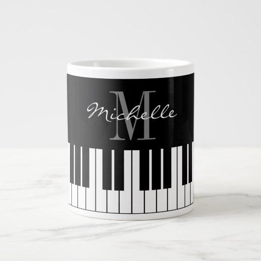 Aangepaste grote jumbomok voor monogram voor piano grote koffiekop (Voorkant)