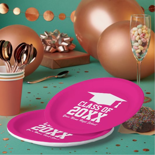 Aangepaste grote klasse van 2025 afstudeerfeest papieren bordje (Multi)