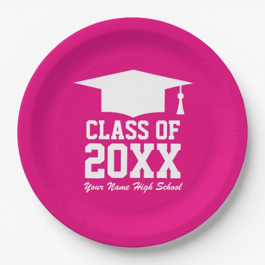 Aangepaste grote klasse van 2025 afstudeerfeest papieren bordje (Voorkant)