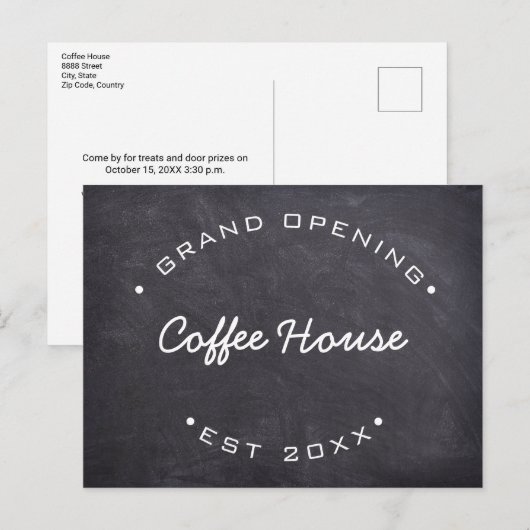 Aangepaste grote opening van uw koffiehuis briefkaart (Voorkant / Achterkant)