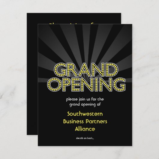 Aangepaste Grote Openingsuitnodiging, Stadslampen Kaart (Voorkant / Achterkant)